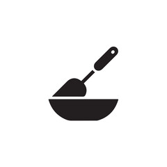Black silhouette of a spatula serving food from a bowl vector