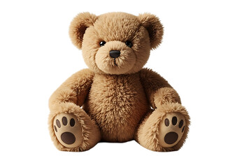 Fototapeta premium Close up shot of a fluffy brown teddy bear sitting against a black background