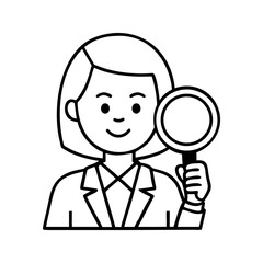 Person holding magnifying glass for inspection research search