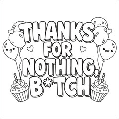 Cute swear word. Bold and easy coloring pages for adults