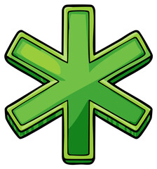 Obraz premium Cartoon green Star of Life symbol for healthcare and medical concepts.