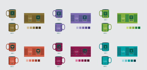 Editable Saudi National Day 2025 mug design featuring patriotic motifs. Perfect for gifts And celebrations. Vector AI. Non English Translate Is : Our glory is in our vision.