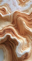 Abstract swirling beige and off-white forms resembling flowing layers of cream or sculpted earth