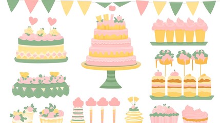 Assorted desserts arranged on a display.