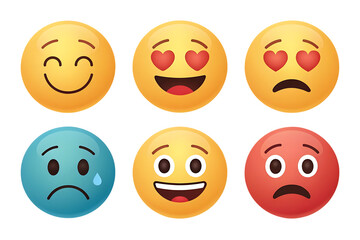 Fototapeta premium Diverse Emoji Faces Expressing Various Emotions on Black Background