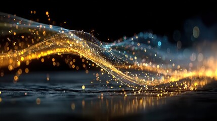 Golden light trail with sparkle stars glitters alpha channel loop animation shiny glowing gold particles trail isolated on transparent background motion design element
