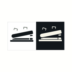 Stapler Icons. Black, White Vector