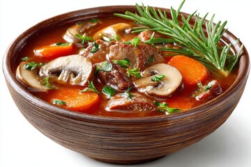 Estofado rico de carne de res y venado con porcini y verduras frescas