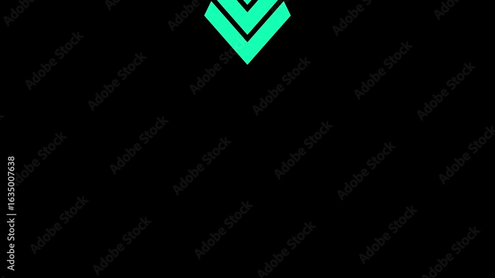 Poster dynamic motion of direction down arrows with alpha channel on black background. glowing down arrow a