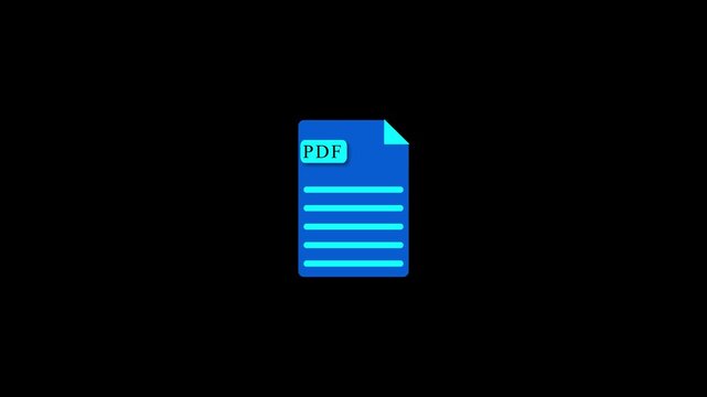 PDF file icon flat style document or presentation icon, template for web site icon animation. Office,paper, Page document icon. 4k