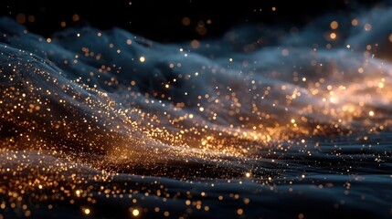 Golden sparkle particle glitters light trail alpha channel loop 4k animation shiny glowing gold stars on transparent background overlay design element