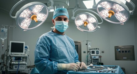 Portrait of a Confident Surgeon in a Modern Operating Room Ready for Surgery
