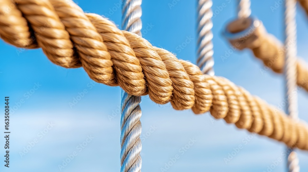 Aufkleber rope netting abstract texture background with intertwined strands and knots