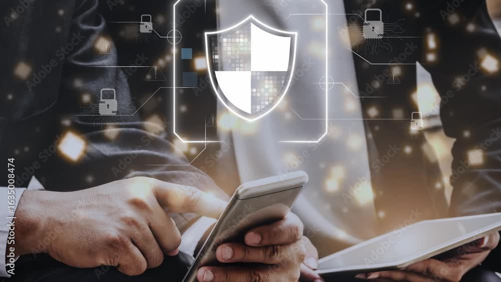 Poster cyber security protection and cyber security strategies against cyber threats, system hacks, digital
