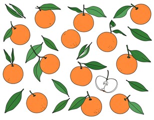 Fresh oranges and leaves pattern