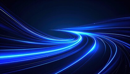Abstract Blue Light Trails Creating Dynamic Flowing Patterns in a Futuristic Background