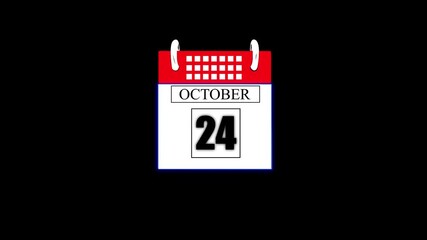 October Month 24 date calendar icon animation. Flat calendar icon monthly, important date, meeting date, Simple calendar with date concept. calendar with date concept background.
