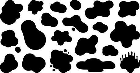 Fototapeta premium Abstract Black Ink Blots: Vector Set of Irregular Shapes, Modern Design Elements for Branding and Graphic Design Projects.