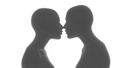 静かに寄り添う二人の影 美しいシルエット 柔らかな光と影の対比. AI Generated