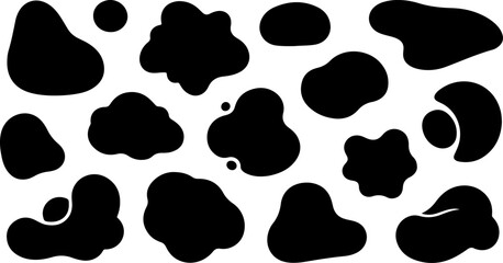 Fototapeta premium Abstract Black Ink Blots: Vector Set of Irregular Shapes, Modern Design Elements for Branding and Graphic Design Projects.
