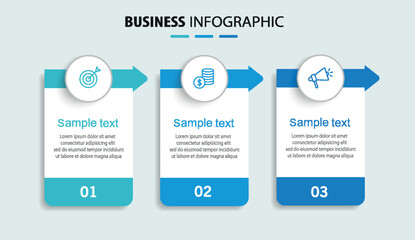 Business infographic template with 3 options or steps	
