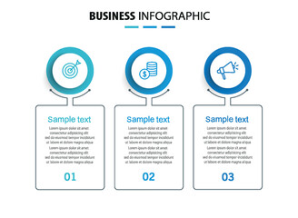 Business infographic template with 3 options or steps	
