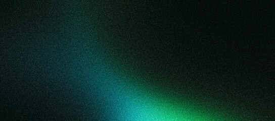 Glowing blue green shape, abstract dark grainy background, noise texture dynamic black poster backdrop