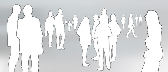 menschen kontur bewegung alltag silhouetten mann frau kinder opa oma tochter sohn handy studentin