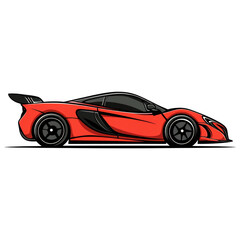 Fototapeta premium Red Sports Car: A sleek and dynamic red sports car, meticulously illustrated to showcase its aerodynamic design and high-performance capabilities, perfectly capturing the essence of speed and luxury.