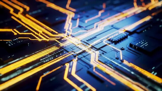 Glowing circuit board pathways, tech background, digital future, website design