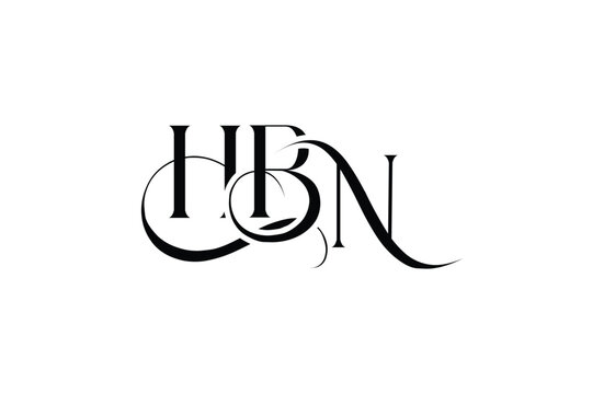 Initial HBN letter logo design. Elegant Monogram Logo Design with Decorative Elements and Typography