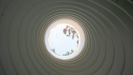 Tunnel tube light hope future perspective sky view abstract circle shape pattern architecture...