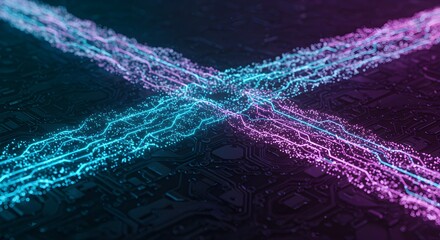 Fototapeta premium Neon flow code background — hypnotic digital stream for tech startups, cyberpunk ads & gaming brands that converts through energy, futurism, and scroll-stopping glow