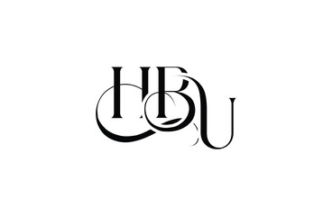 Initial HBU letter logo design. Elegant Monogram Logo Design with Decorative Elements and Typography