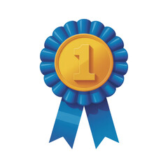 First place blue award ribbon with gold medal
