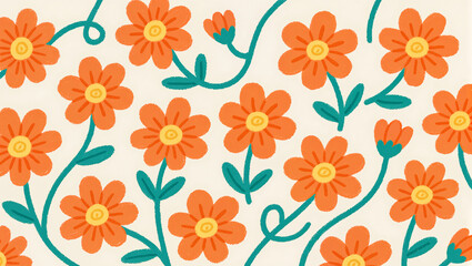 Bright floral pattern bringing joy to any creative space