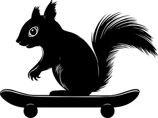 illustration of squirrel on skateboard