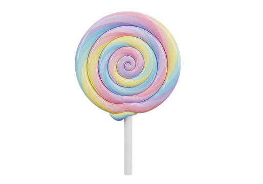 Photo of colorful rainbow swirl lollipop isolated on transparent background - Powered by Adobe