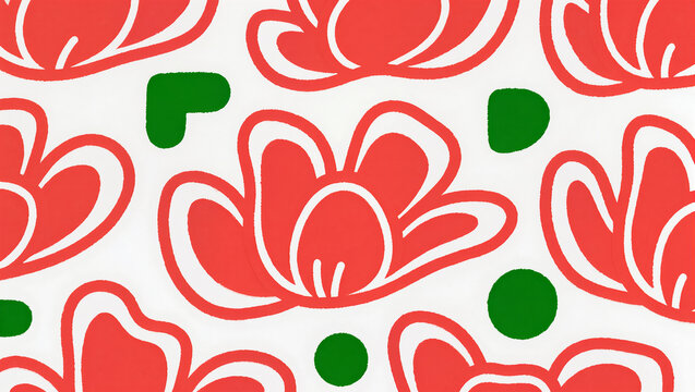 Beautiful pink flowers with green accents in a whimsical design