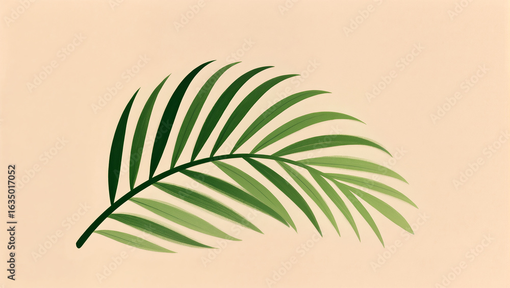 Poster elegant palm leaf on a soft beige background in artistic display