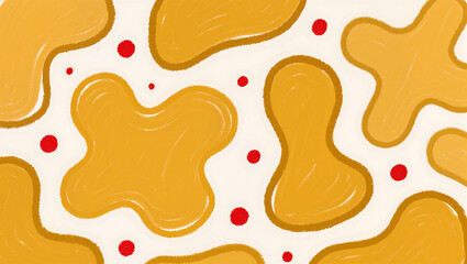 Organic shapes and bright colors create a lively pattern on canvas