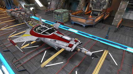 Fototapeta premium 宇宙船格納庫 3DCGレンダリング