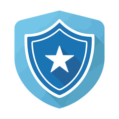 Blue shield with white star and shadow security