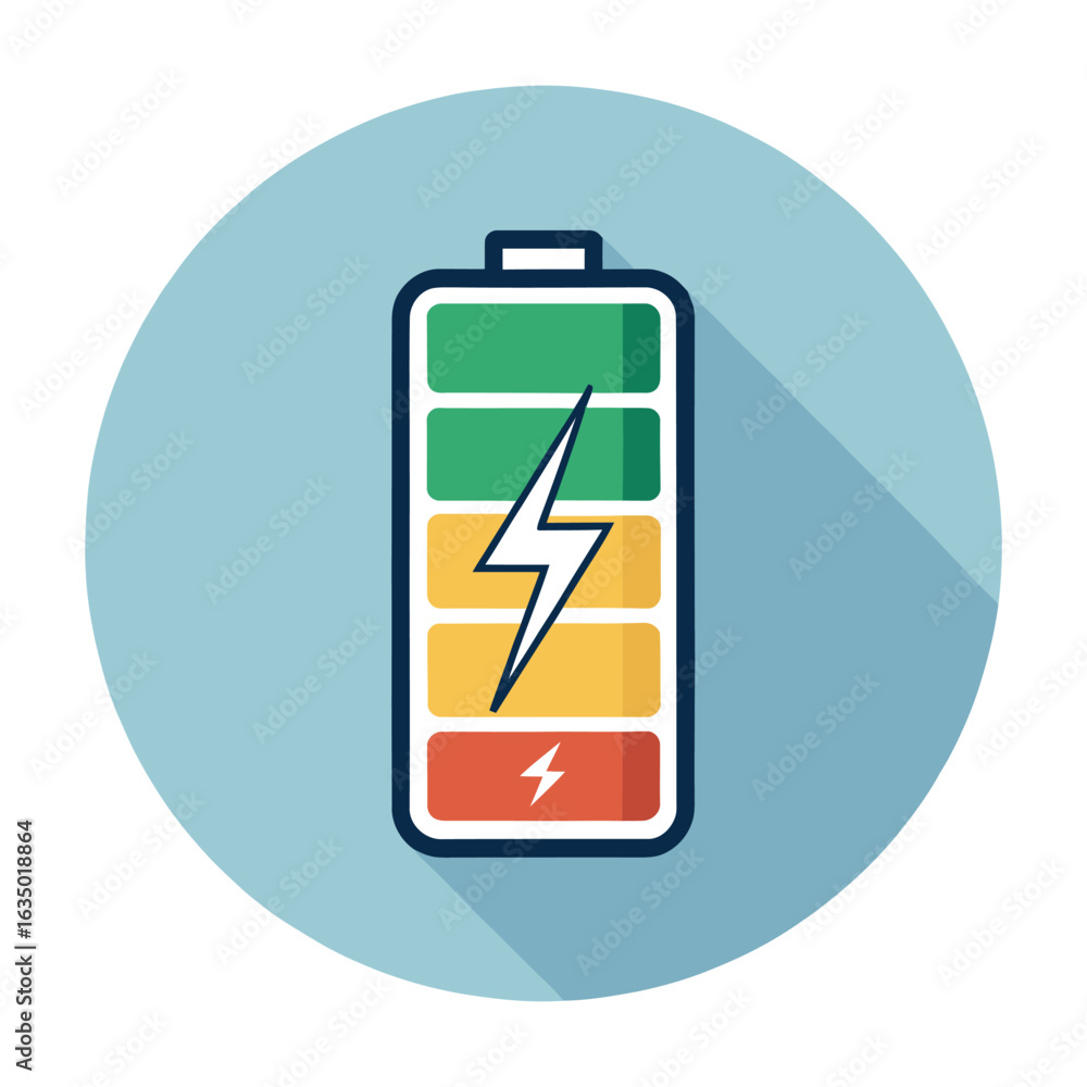 Poster battery charge indicator with lightning bolt icon power