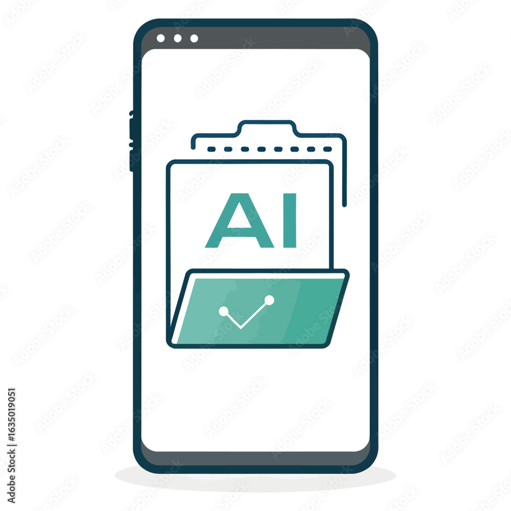 Aufkleber smartphone displaying a i folder with data graph mobile phone