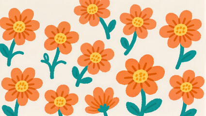 Vibrant orange flowers bloom against a soft pastel backdrop in spring