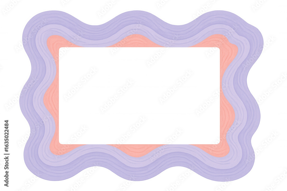 Poster lavender and peach wavy frame creating a layered, three-dimensional effect on a transparent backgrou