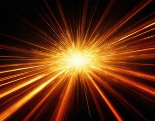 Dynamic light streaks radiate from bright central point, creating sense of intense motion, speed. Warm color spectrum transitions from yellow to deep red against dark background, offering vibrant,