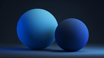 Two blue spheres with gradients on a dark background