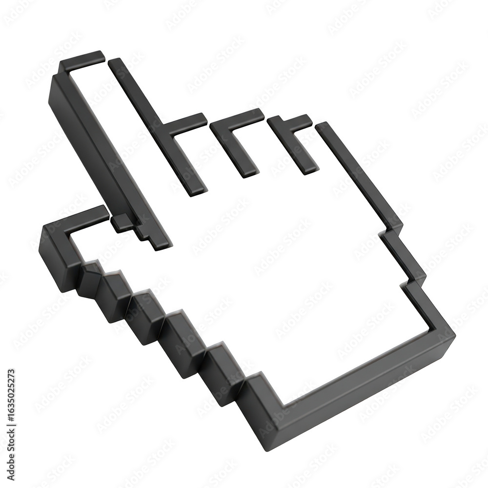 Poster pixelated hand cursor isolated on transparent background